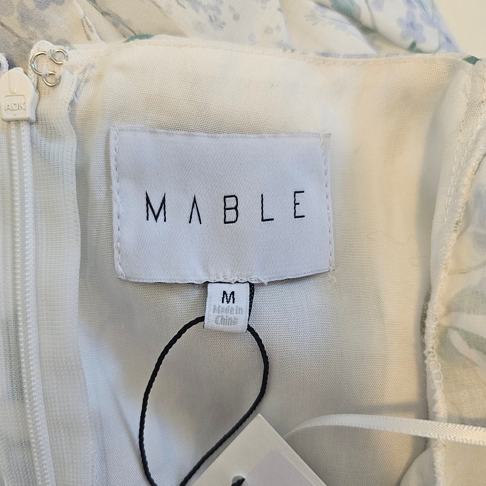 Mable NWT midi blue white floral dress medium cottage core fairy core - Picture 9 of 11